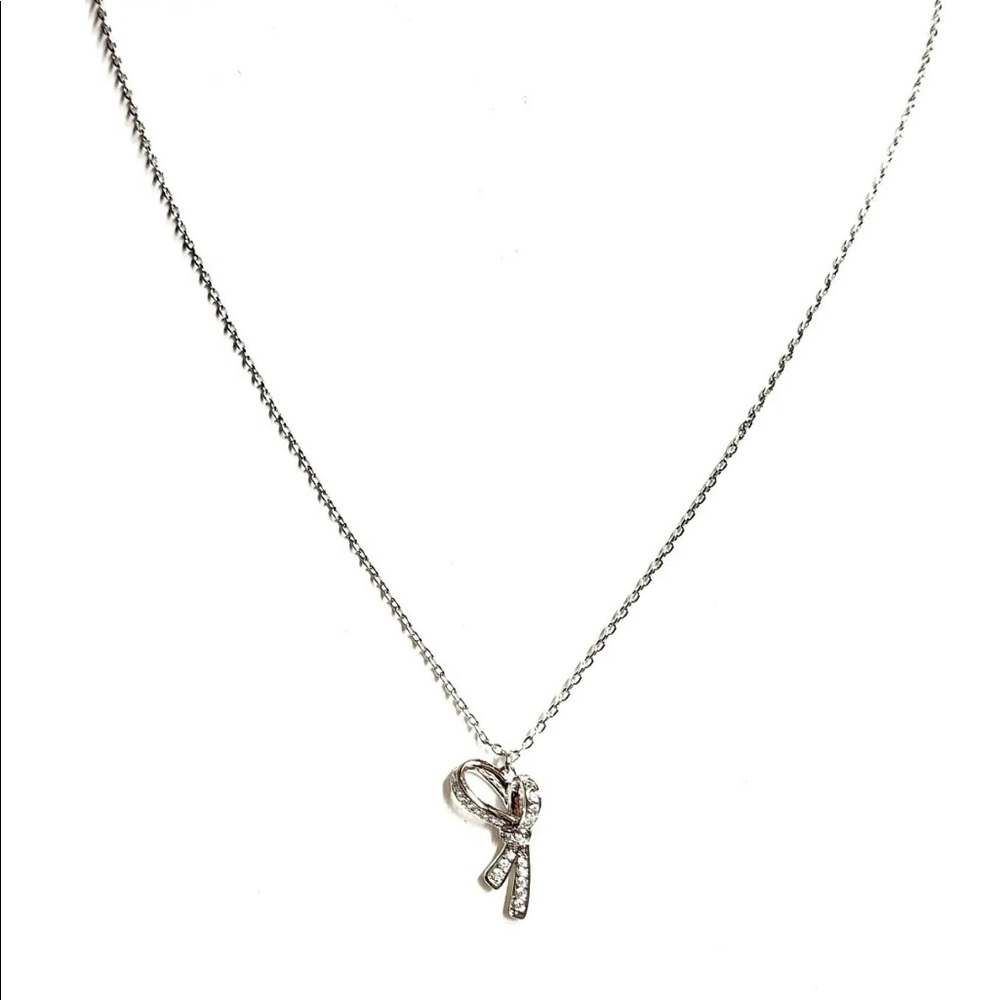 NWT Kate Spade All Tied Up Mini Pendant Necklace Clear Silver Plated Metal